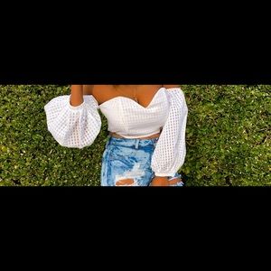 White off the shoulder crop too
